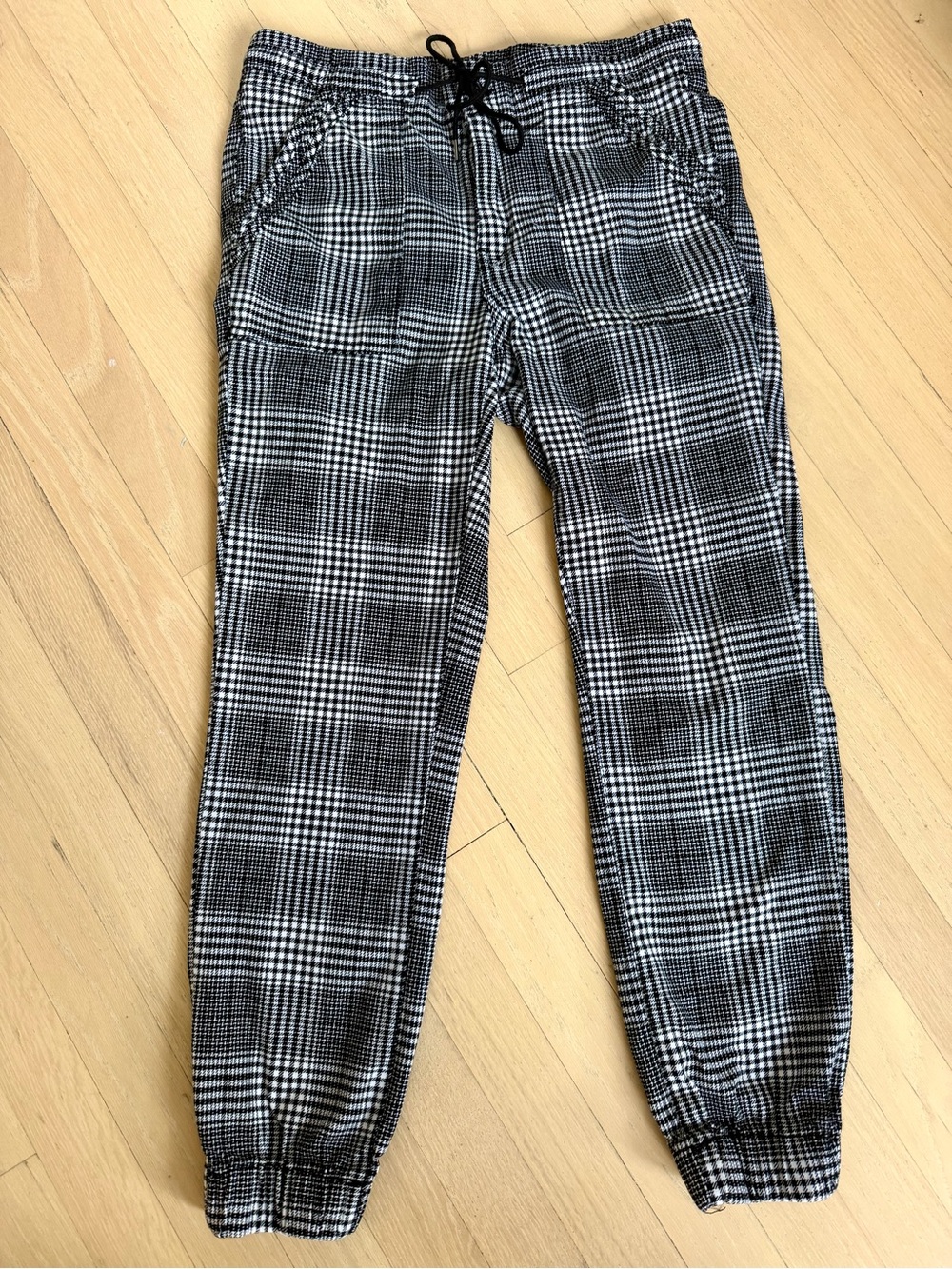 Tinseltown Black & White Plaid Jogger Pants Size S Stretch Waist